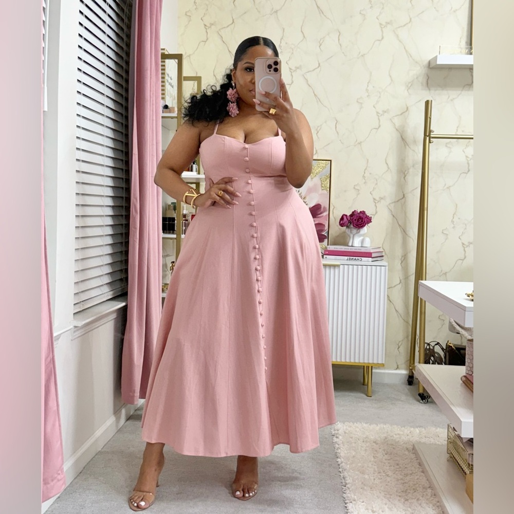Pink Linen Blend Dress sz 16